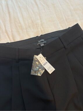 J. Crew Essential Wide Leg Pant - Black Pleated Trousers - 8